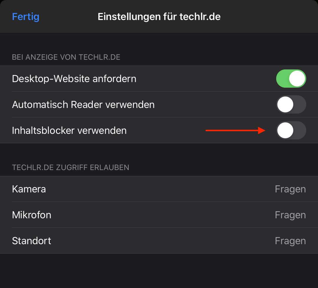 iOS 13: Inhaltsblocker deaktivieren